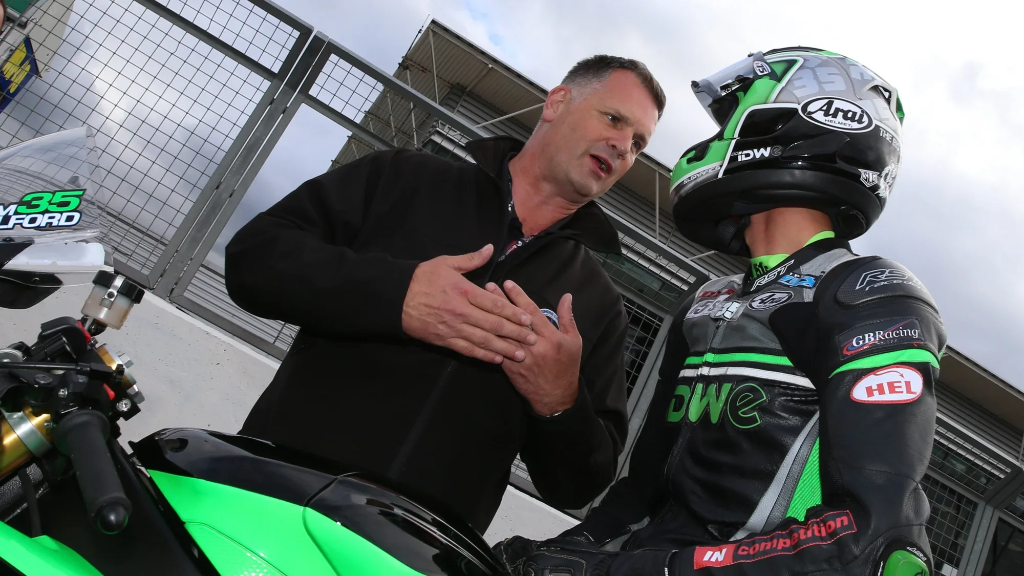 Craig Muirhead with Sam Wilford on the Silverstone grid
