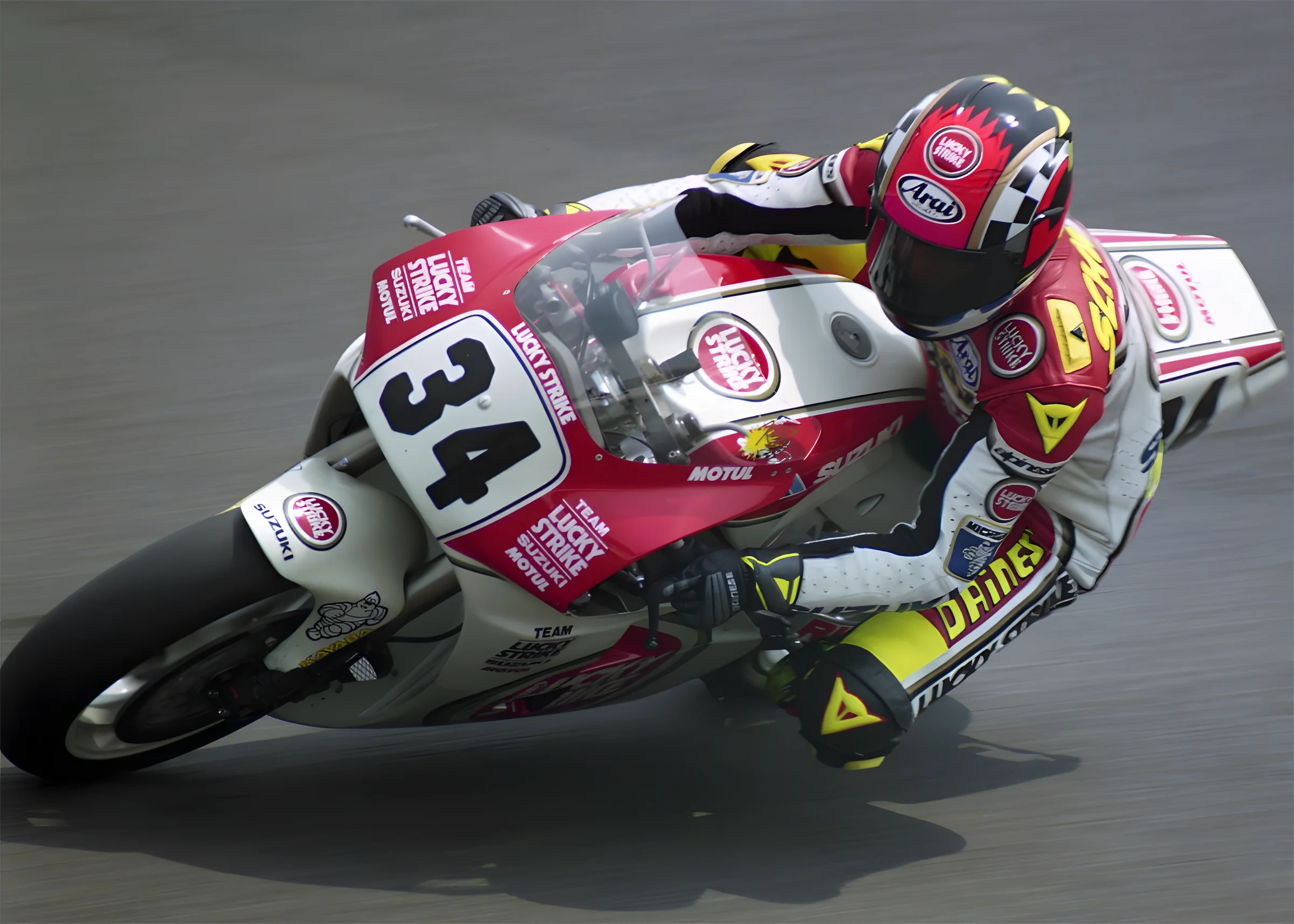 Championship rider leaning through corner